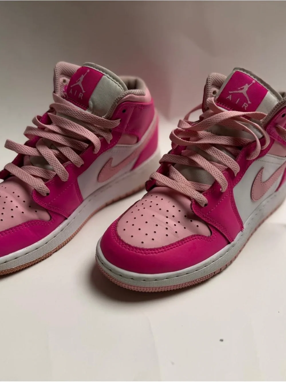 Jordan Kids High-Top Sneakers in Hot Pink and Light Pink